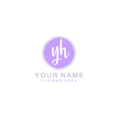 YH Initial handwriting logo template vector