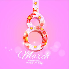 8 March With Flowers Card