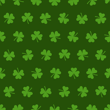 green repetitive background with shamrock shapes. vector seamless pattern. saint patrick's day. fabric swatch. wrapping paper. continuous print. design element for textile, banner, apparel, home decor