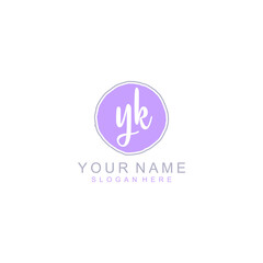 YK Initial handwriting logo template vector