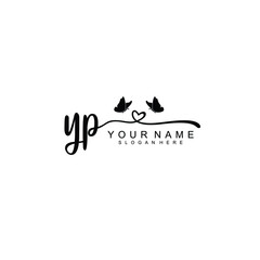 YP Initial handwriting logo template vector