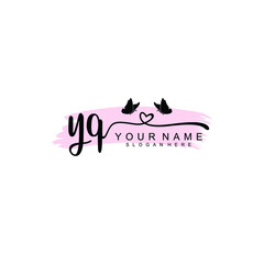 YQ Initial handwriting logo template vector