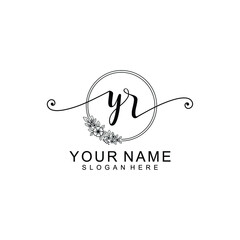 YR Initial handwriting logo template vector