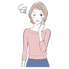 A woman having problems with facial skin. wrinkles