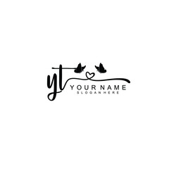 YT Initial handwriting logo template vector