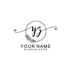 YZ Initial handwriting logo template vector