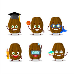 School student of date fruit cartoon character with various expressions