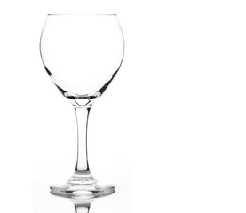 Outline of an empty wine glass on a white background. Transparency created by a silhouette.