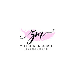 ZM Initial handwriting logo template vector