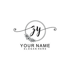 ZY Initial handwriting logo template vector