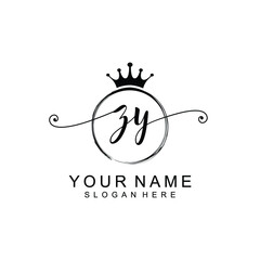 ZY Initial handwriting logo template vector