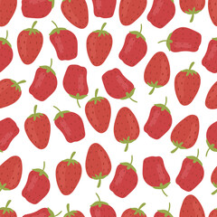 Strawberry seamless pattern isolated on white background. Vector hand drawn illustartion.