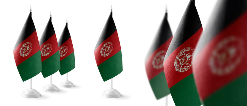 Set of Afghanistan national flags on a white background