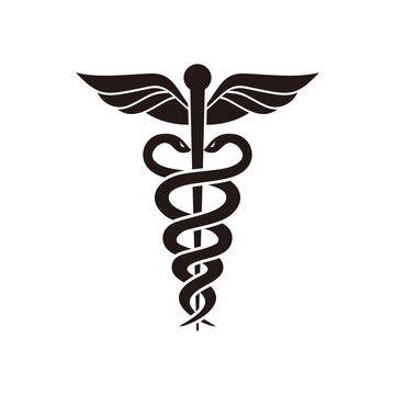 Medical cross symbol snake logo design template vector based design