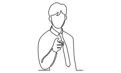 Continue line of businessman pointing a finger