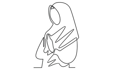 Continue line of Islamic woman wear hijab