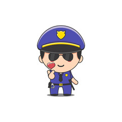 cute police man and symbol of love