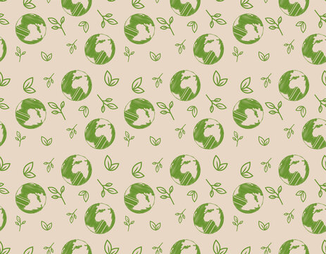 Abstract. seamless pattern Happy earth day background. Design for pillow, print, fashion, clothing, fabric, gift wrap, mask face. Vector.