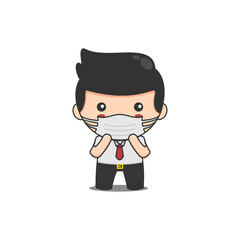 cute chibi businessman wearing a mask
