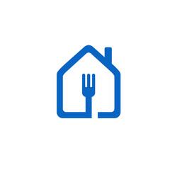 fork food restaurant at home logo design, because now all must stay at home. element logo design asign real estate 