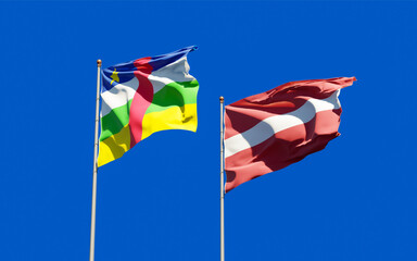 Flags of Latvia and CAR Central African Republic.
