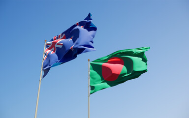 Flags of New Zealand and Bangladesh.