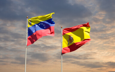 Flags of Venezuela and Spain.