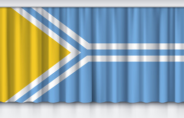 Flag of Tuva on silk curtain, stage performance event ceremony show illustration