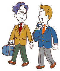 歩いて通学する男子学生
