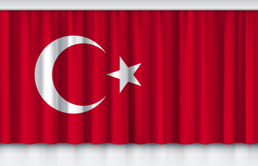 Obraz premium Flag of Turkey on silk curtain, stage performance event ceremony show,3d illustration