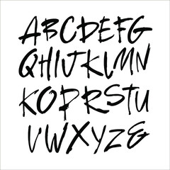 Vector Acrylic Brush Style Hand Drawn Alphabet Font. Calligraphy alphabet on a white background