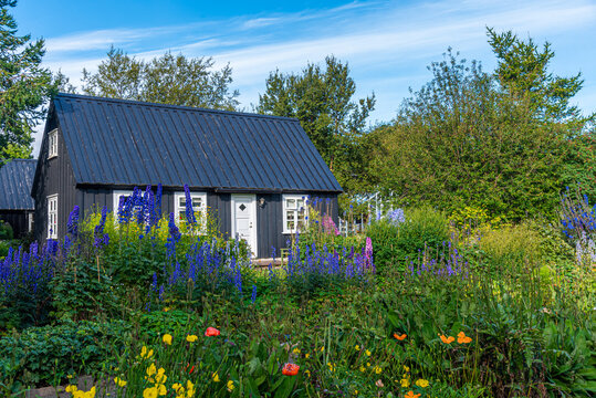 View of the botanical garden at Akureyri, Iceland