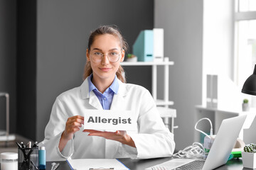 Portrait of female allergist in clinic