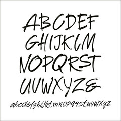 Vector Acrylic Brush Style Hand Drawn Alphabet Font. Calligraphy alphabet on a white background