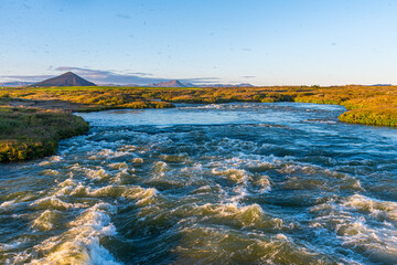 Natural landscape of Myvatn lake on Iceland