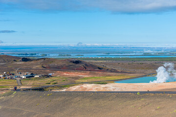 Natural landscape of Myvatn lake on Iceland