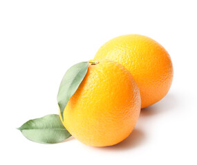 Tasty oranges on white background