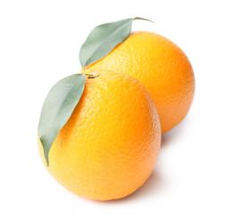 Tasty oranges on white background