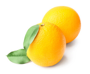 Tasty oranges on white background