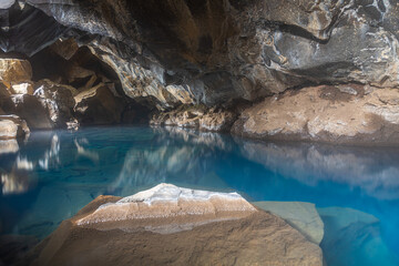 View of Grotagja cave on Iceland
