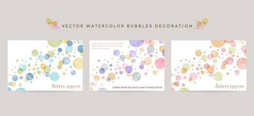 watercolor bubbles background. vector card design template