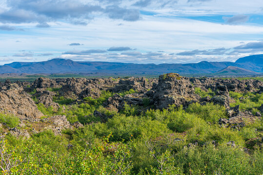 Dimmuborgir lava field situated on Iceland