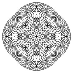 Easy mandala like flower or star, basic and simple mandalas Coloring Book for adults, seniors, and beginner. Digital drawing. Floral. Flower. Oriental. Book Page. Vector.