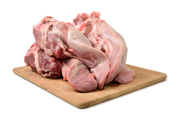 raw pork tongue isolated on white background