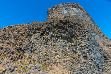 Detail of hexagonal basalt rocks at Hljodaklettar on Iceland