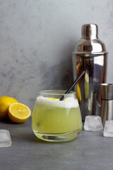 Classic cocktail whiskey sour. Alcoholic drink. Bar. Restaurant.