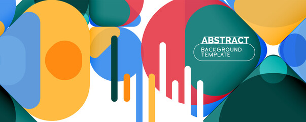 Modern geometric round shapes and dynamic lines, abstract background. Vector illustration for placards, brochures, posters and banners