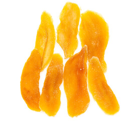 dried mango pulp on white background