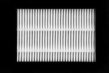Closeup of HEPA filter. White stripped