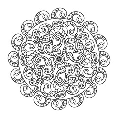 Coloring book. Monochrome Mandala, Decorative ornament, patterned design element, Ethnic Vector Amulet